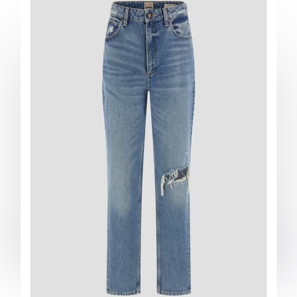 GUESS mom jeans Straight Leg with Distressed Details sz 27 - Picture 2 of 11